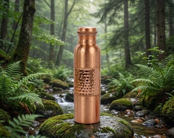 Pure Copper Water Bottle | Handmade Ayurvedic Copper Bottle | Leak Proof Drinking Bottle | Eco-Friendly Health Bottle | Yoga & Daily Use