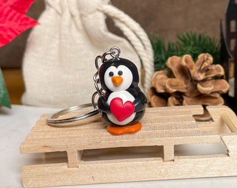 Penguin keychain - handmade figure - modeled from polymer clay - special birthday gift - cute accessory