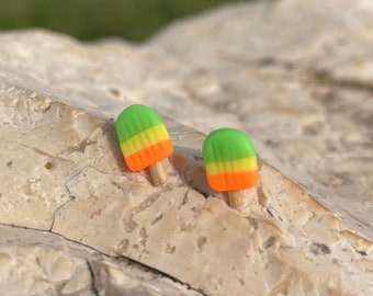Popsicle Stud Earrings | Handmade Jewelry | Hypoallergenic Stainless Steel | Miniature Food | Back to School | Cute Earrings for Kids | Colorful