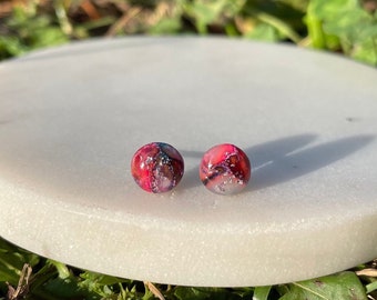 Small Galaxy Stud Earrings | Handmade Jewelry | Hypoallergenic Stainless Steel | Sparkling Earrings | Gift Idea | Colorful Earrings for Her