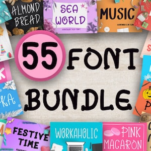 Pacote de 55 fontes, fontes manuscritas, fontes de caligrafia, fonte Cricut, fonte Procreate, fonte Script, branding, download digital, fonte Canva, Svg