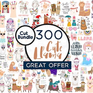 かわいいラマ SVG バンドル、ラマ シルエット SVG、面白いラマ SVG、アルパカ SVG、かわいいラマ SVG、Cricut および Silhouette 用キッズ ラマ シャツ SVG ファイル
