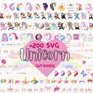 Paquete SVG de unicornio, Vector de cabeza de unicornio colorido, Arco iris de unicornio Svg, Descarga digital