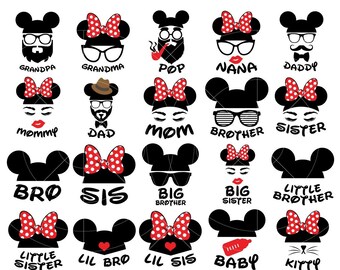 Mickey Minnie Family Vacation SVG, Mouse Head Png Files