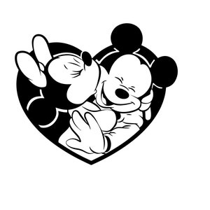 Mickey Minnie Kissing Svg, Eps,Dxf, Ai, Cdr Archivos vectoriales para Cricut, Silueta, Plotter de corte, Archivo Png para sublimación, Descarga instantánea