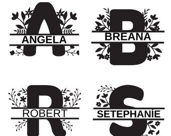 Floral Split Monogram SVG Alphabet (Digital Download)
