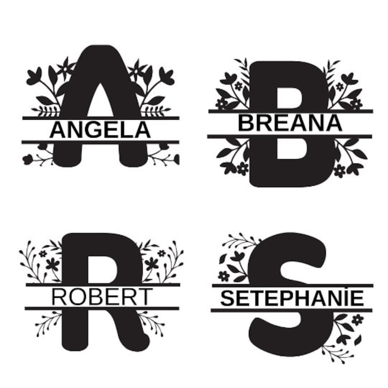 Split Monogram Design Floral Split Monogram SVG Alphabet (digital Download) - Etsy