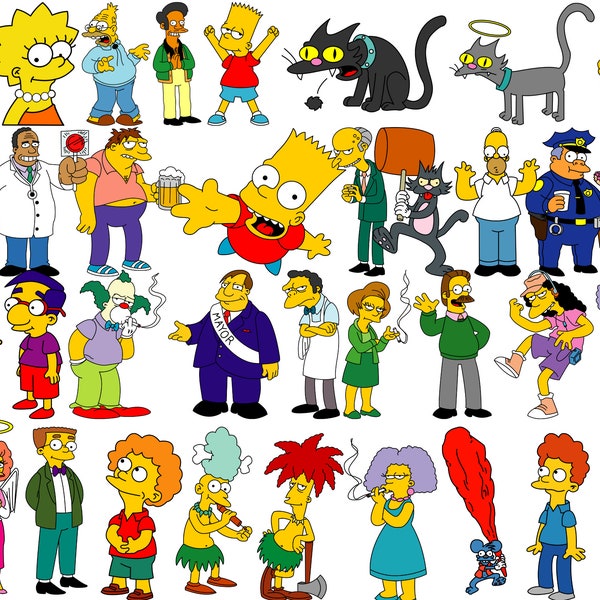 Les Simpsons SVG, SVG Invitation anniversaire Simpsons, Bundle Svg en couches, les fichiers de coupe Simpsons, fichiers Svg pour Cricut