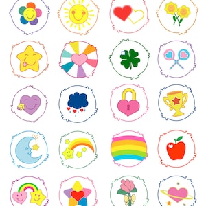 20 Care Bears Belly Badges Digital Files - Design Files - Cricut - SVG - Silhouette Cameo Care , wish funshine super  love avector birthday