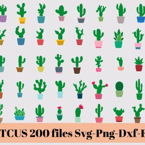 50 Cactus SVG bundel Cactus bloem SVG-bestand succulente Png voor shirts Cactussen gesneden bestanden Clipart Cricut silhouet Svg Png
