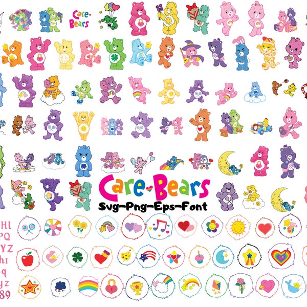 130+ Care Bears huge svg Bundle, Belly Badges Digital Files - Design File- Silhouette Cameo Care , wish funshine super love avector birthday