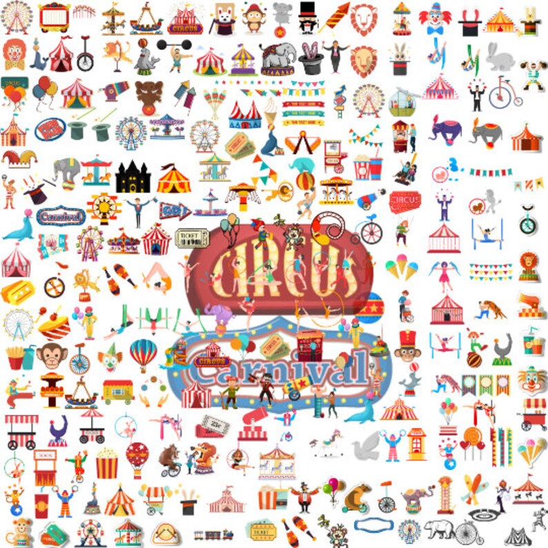 Circus Clipart Bundle, Carnival SVG & PNG (726 Files) - Etsy