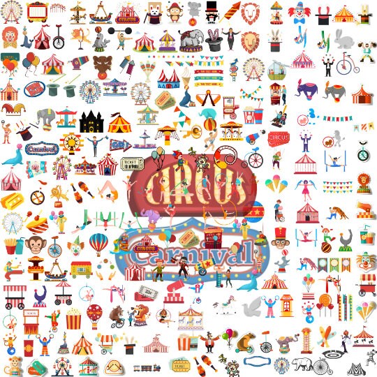 Circus Clipart Bundle, Carnival SVG & PNG (726 Files) - Etsy