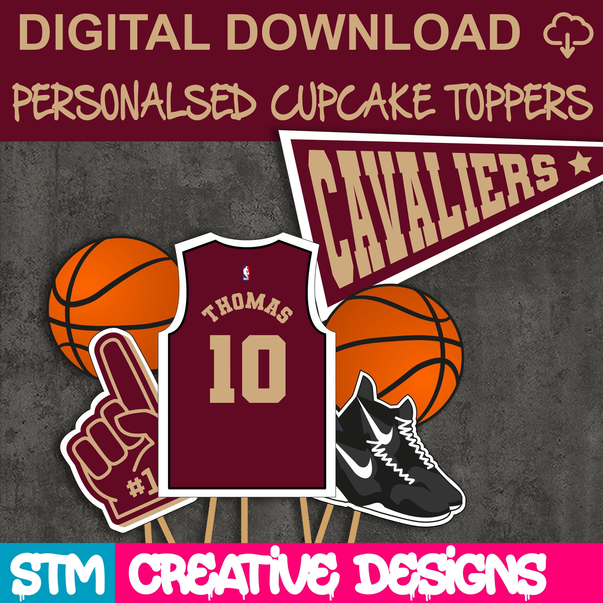 Cleveland Cavaliers Cupcake Toppers, Assorted Double Sided – Sports Invites