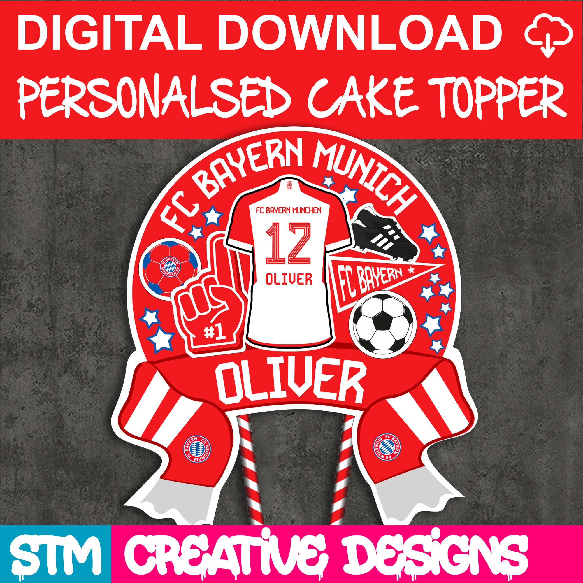 Personalised Printable Bayern Munich Football Cake Topper is - Etsy