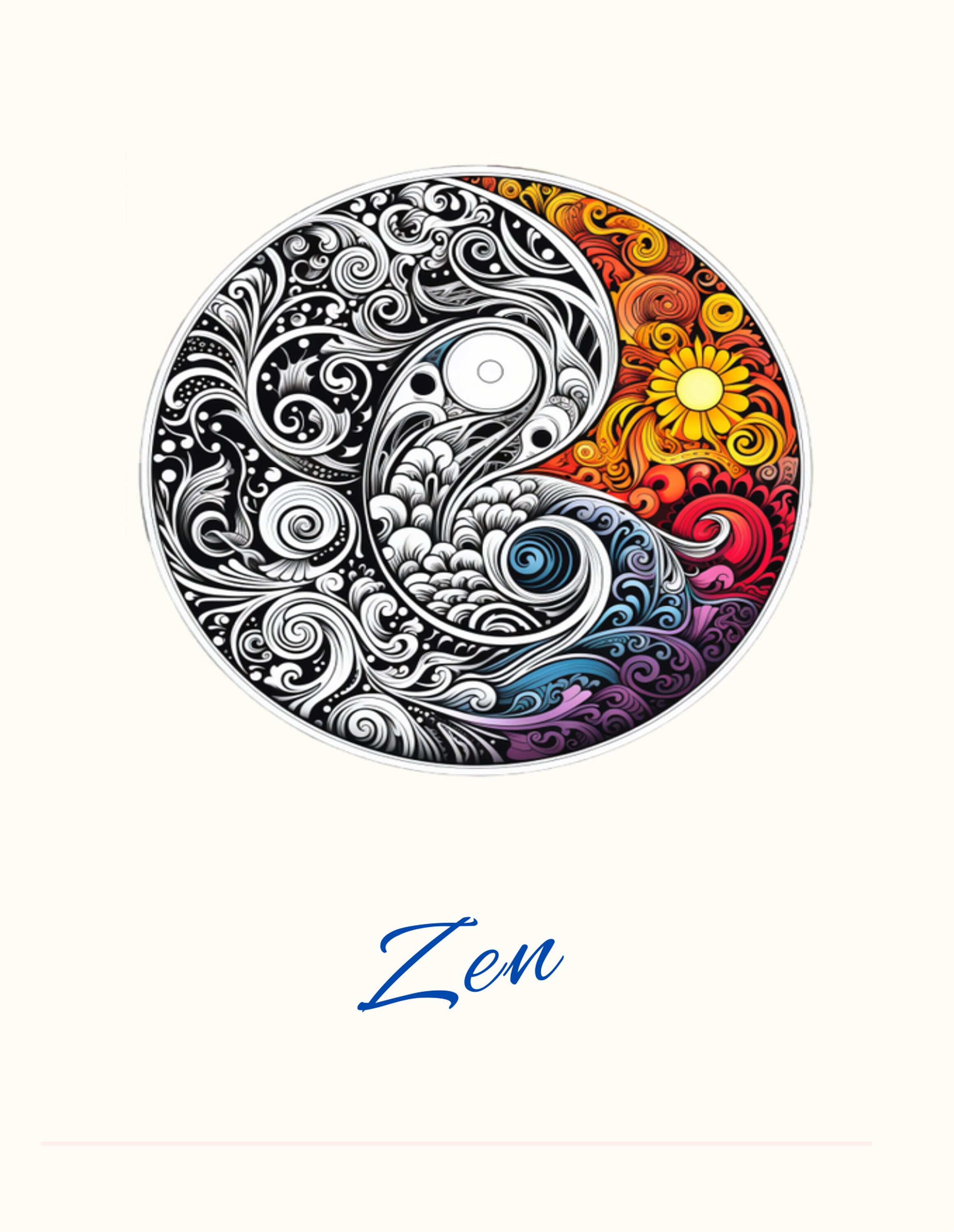ZEN Dragon Image to Download US Letter Size Etsy
