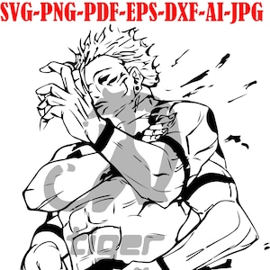 Jujutsu Kaisen, Ryomen Sukuna True Form, King of Curses, 7 different files: svg-jpg-png-eps-dxf-ai-png