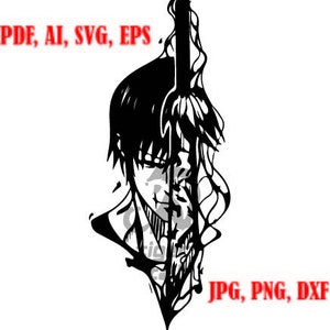 jujutsu kaisen, toji fushiguro curseless monster,,7 different files; pdf, jpg, png, svg, dxf, ai, eps
