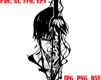jujutsu kaisen, toji fushiguro curseless monster,,7 different files; pdf, jpg, png, svg, dxf, ai, eps