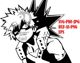Katsuki Bakugou, Boku No Hero Academia, MHA, My Hero Academia 7 different files; svg, pdf, jpg, ai, dxf, eps, png