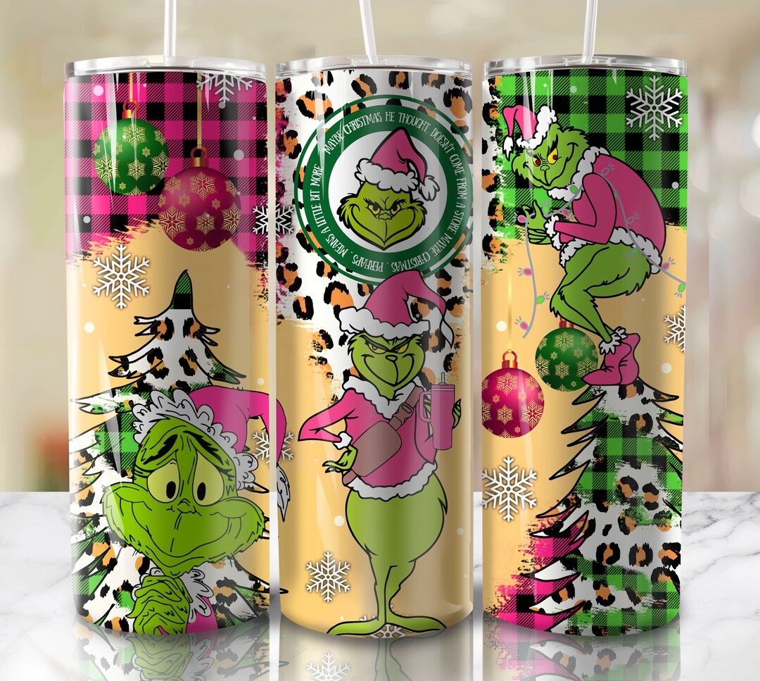 Leopard Christmas 20 Oz Skinny Tumbler Png Pink Santa Claus - Etsy
