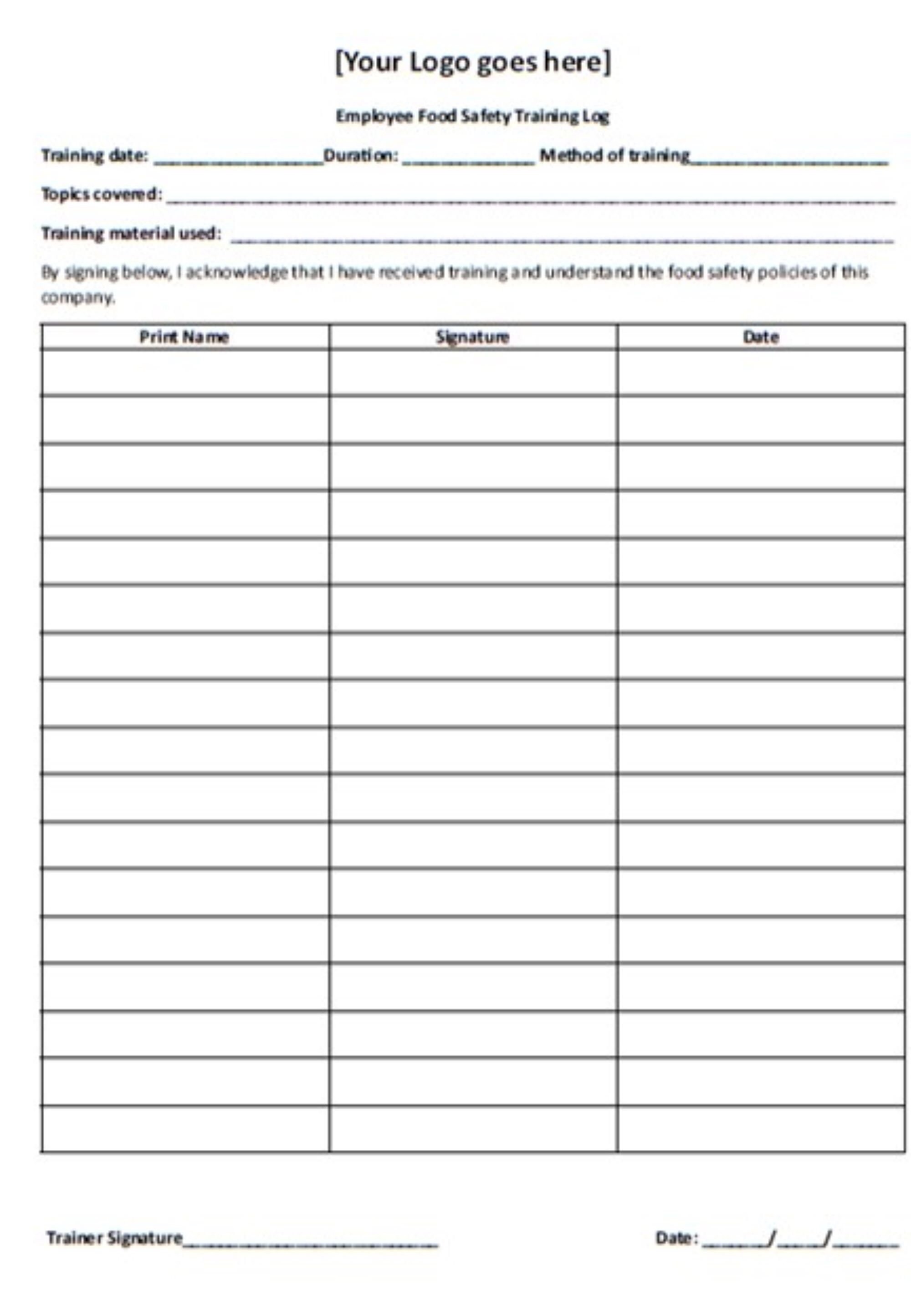 Employee Food Safety Training Log Etsy Employee Food Safety Training Log Etsy