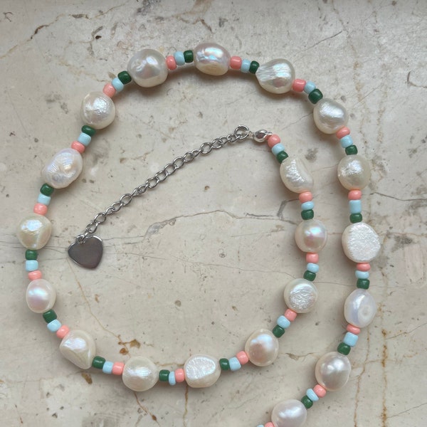 Süßwasserperlen Kette kurz Perlenkette carie élégante Geschenk für sie für Mama für Oma Muttertag Geburtstagsgeschenk