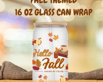 Cozy Fall Themed Glass Can Wrap | Bookish Glass Can Wrap | Glass Can Wrap | Glass Can Design | UV DTF Print | Sublimation | Digital Download