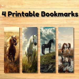 Printable Bookmark | Horse Bookmarks | Gift for Horse Lovers | Gift for Book Lovers | Gift for Bookworms | Instant Download | Book Club Gift