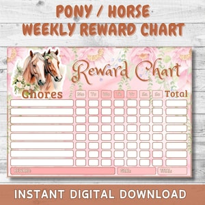 Essbare Pferde Belohnungskarte | Essbare Pony Belohnungstabelle | Pferd Chore Chart | Pony Chore Chart | Kinder Belohnungstabelle | Kids Chore Chart |