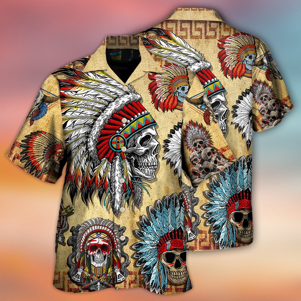 Discover Native American Skull Hawaiian Shirt, Horror Aloha Shirt