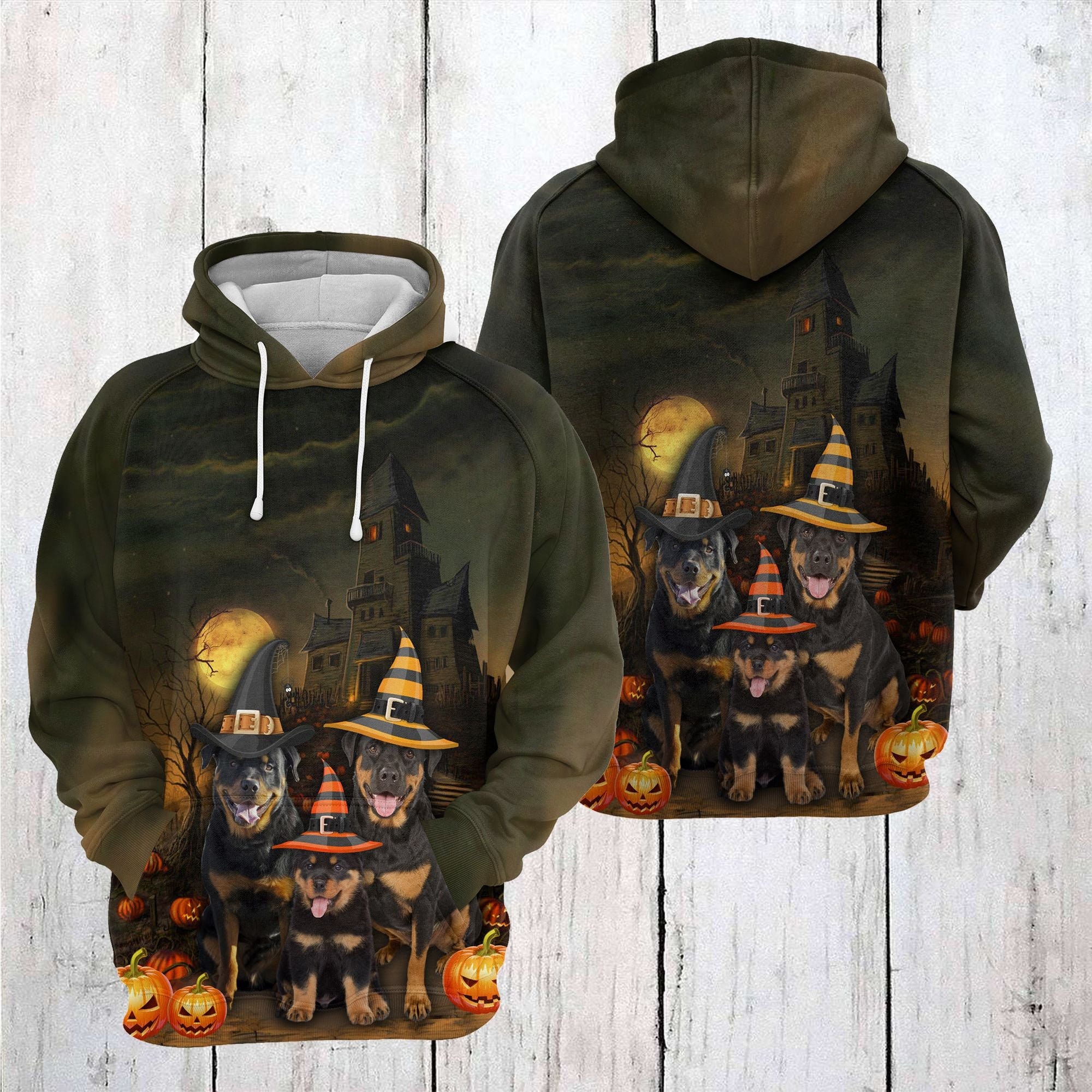 Discover Rottweiler Halloween Night Hoodie, Halloween 3D Hoodie