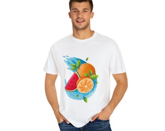 Unisex Garment-Dyed T-shirt Summer Fruit Watermelon Orange