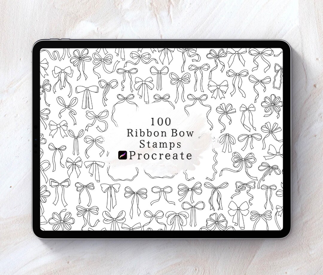 Ribbon Bow Outline Stamps, Coquette Bows Stamps for Procreate ...