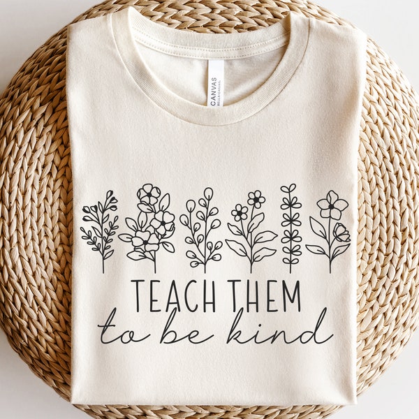 Teach them to be kind svg, Favorite teacher svg, Daisy svg, Botanical design svg, Floral line art svg, Best teacher svg, Simple flower svg