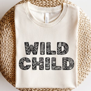 Wildes Kind svg, Wildblumen svg, Kleinkind Shirt svg, Floral Linie Kunst svg, Boho Pflanzen svg, Botanischer Druck, Baby Strampelanzug svg, Kinderdruck svg