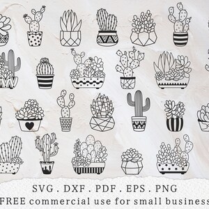 Paquete de cactus y suculentas svg, Macetas suculentas svg, Plantas de casa Boho svg, Imágenes prediseñadas botánicas, Amante de las plantas svg Cacti svg, Planta en maceta svg