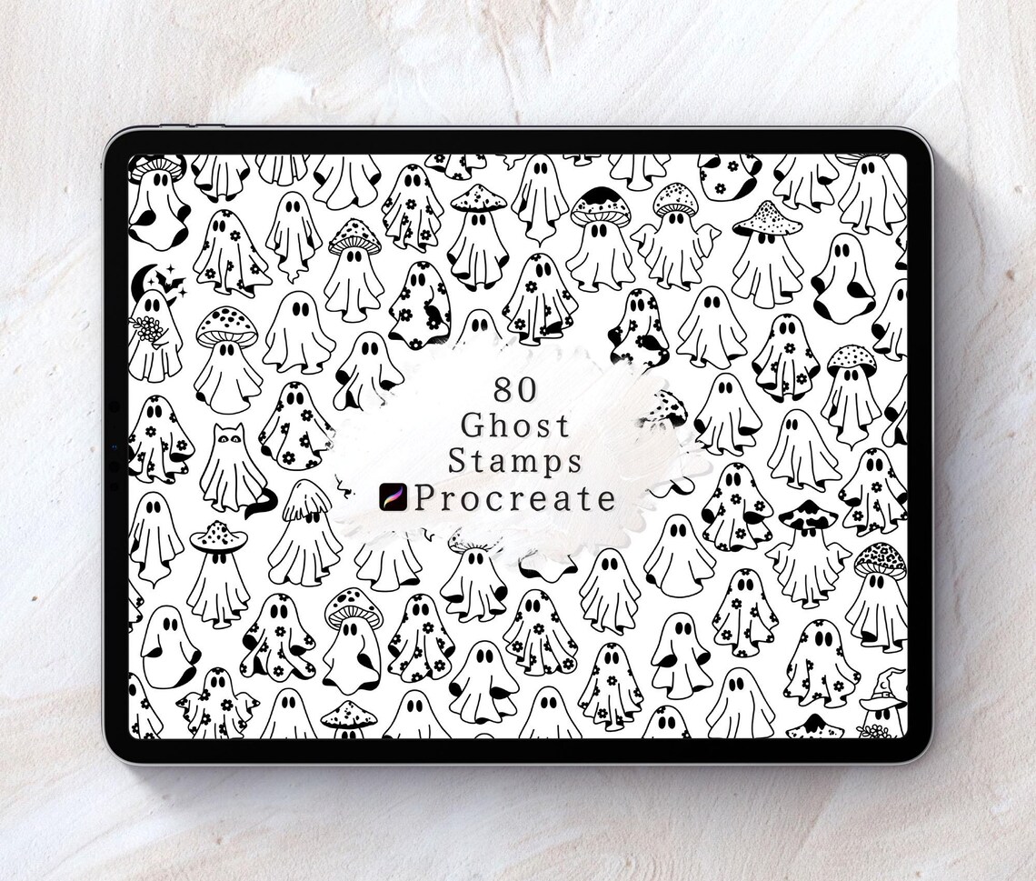 Procreate Ghost Stamps, Whimsical Halloween Stamps for Procreate, Ghost ...