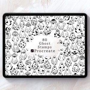 Procreate ghost stamps, Whimsical Halloween stamps for Procreate, Ghost outline stamps, Procreate tattoo brushes, Mystical ghost design