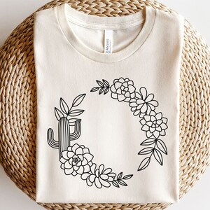 Corona de cactus svg, marco de círculo de cactus svg, archivos svg de corona suculenta para cricut, corona floral svg, imágenes prediseñadas de cactus, marco floral svg