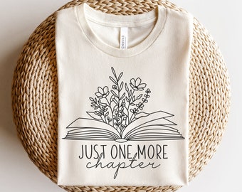 Boek met bloemen svg, nog één hoofdstuk svg, lezing leraar svg, boekenliefhebber svg, boekenwurm svg, florale lijntekeningen, beste leraar shirt svg