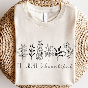 Verschillend is mooi svg, autisme svg, lijnbloem svg, leraar autisme bewustzijn svg, inspirerende citaat autisme svg, bloementuin svg