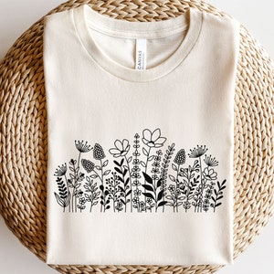 Wildblumen svg, botanische Clipart svg, positive Gedanken wachsen svg, Pflanzenliebhaber svg, Sommer Gänseblümchen svg, Reihe Blumen svg, Floral Linie Kunst