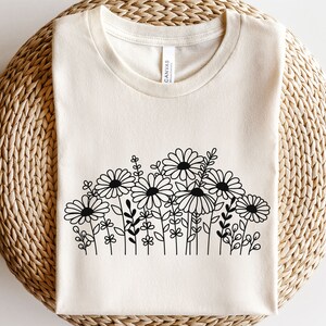 Gänseblümchen svg, Wildblumen svg, Botanische Clipart svg, Wachse positive Gedanken svg, Pflanzenliebhaber svg, Reihe Blumen svg, Floral Line Art Shirt