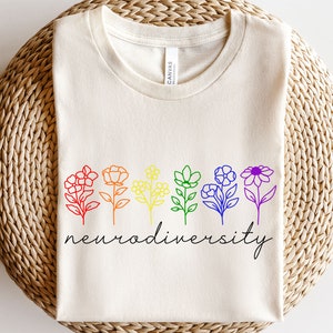 Neurodiversiteit svg, regenboog bloem svg, autisme svg, ADHD svg, lijn bloem svg, leraar autisme bewustzijn svg, inspirerende citaat autisme svg