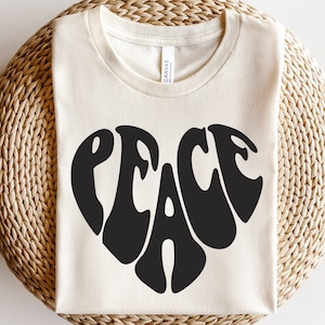 Svg coeur paix, signe de la paix svg, svg chemise groovy bohème, paix et amour svg, svg âme hippie, bonnes vibrations, soyez gentil svg, svg tendance vibes