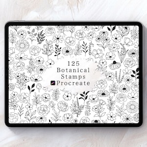 Procreate botanische Stempel, Line Art Blumenstempel, Procreate Tattoopinsel, Procreate Wildblumenstempel, Hochzeitsdesign