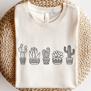 Cactus y suculentas svg, Macetas suculentas svg, Plantas de casa Boho svg, Clipart botánico, Camisa amante de las plantas svg Cacti svg, Planta en maceta svg