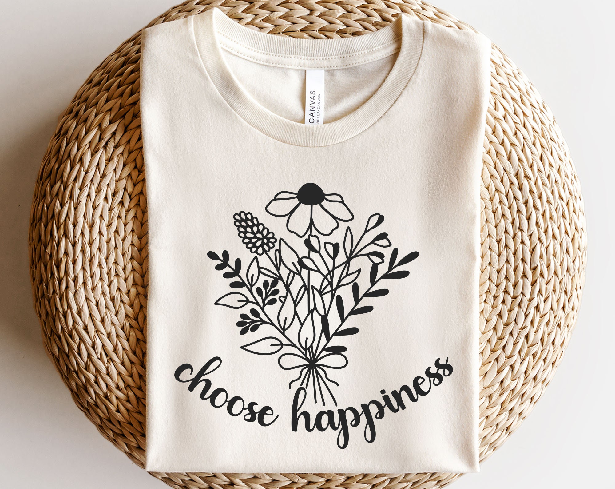 Choose happiness svg, Wildflowers svg, Flower bouquet svg, Summer flowers svg, Botanical design svg, Floral line art svg, Line flower svg