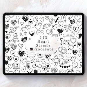 Sellos de corazón de Procreate, Pinceles de corazón para garabatos, Pinceles de tatuajes de Procreate, Pinceles de San Valentín de Procreate, Formas de corazón de Procreate, Tarjeta de San Valentín